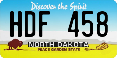 ND license plate HDF458