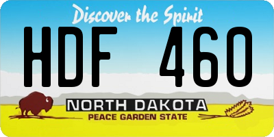ND license plate HDF460