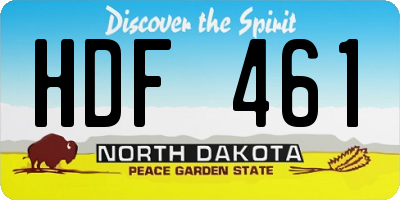 ND license plate HDF461