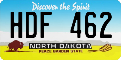 ND license plate HDF462