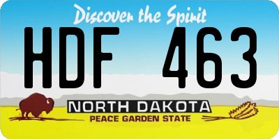 ND license plate HDF463