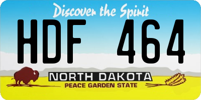 ND license plate HDF464