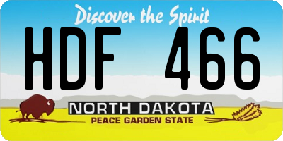ND license plate HDF466