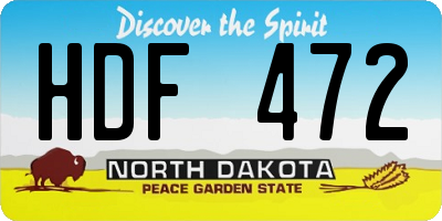ND license plate HDF472
