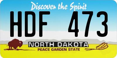 ND license plate HDF473