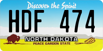 ND license plate HDF474