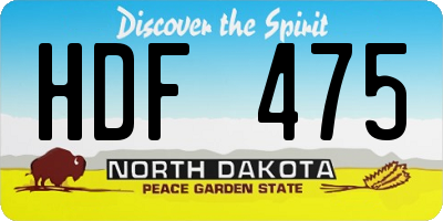 ND license plate HDF475
