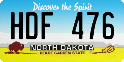 ND license plate HDF476