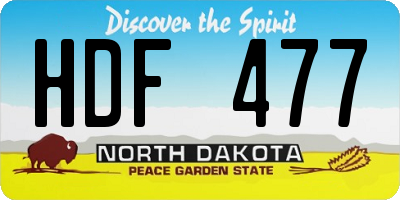 ND license plate HDF477