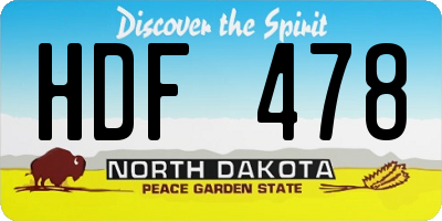 ND license plate HDF478