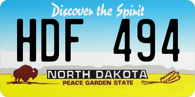 ND license plate HDF494
