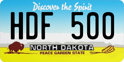 ND license plate HDF500