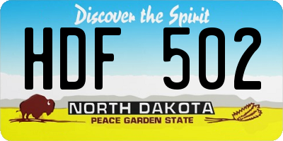 ND license plate HDF502