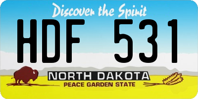 ND license plate HDF531