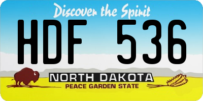 ND license plate HDF536