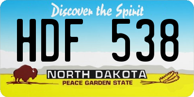 ND license plate HDF538