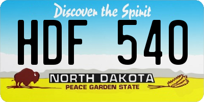 ND license plate HDF540