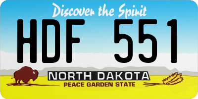 ND license plate HDF551