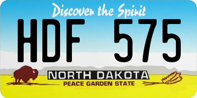 ND license plate HDF575