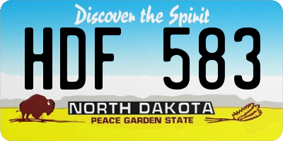 ND license plate HDF583