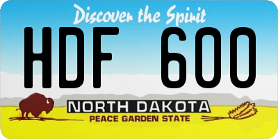 ND license plate HDF600
