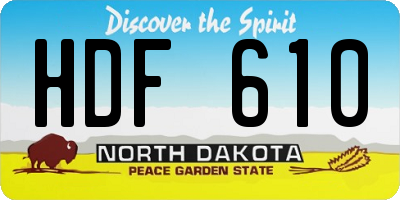 ND license plate HDF610