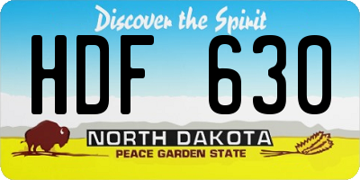 ND license plate HDF630