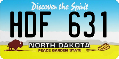 ND license plate HDF631