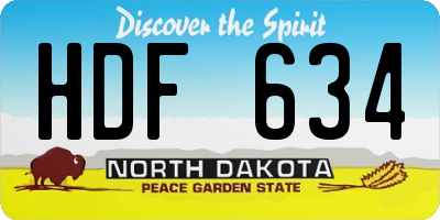 ND license plate HDF634