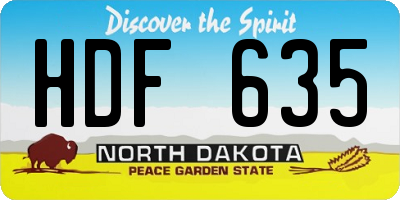 ND license plate HDF635