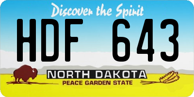 ND license plate HDF643