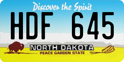ND license plate HDF645