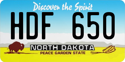 ND license plate HDF650