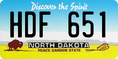 ND license plate HDF651