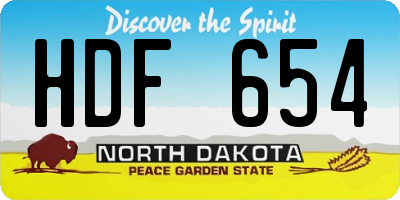 ND license plate HDF654