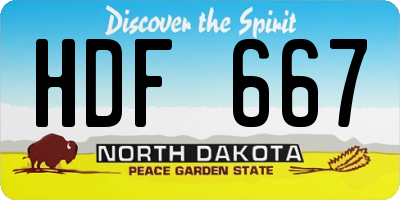 ND license plate HDF667