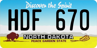 ND license plate HDF670