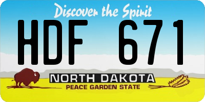 ND license plate HDF671