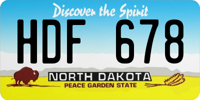 ND license plate HDF678