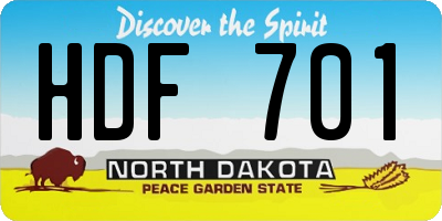 ND license plate HDF701