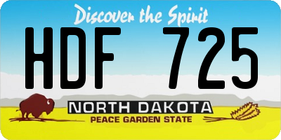 ND license plate HDF725