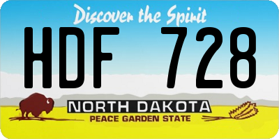 ND license plate HDF728