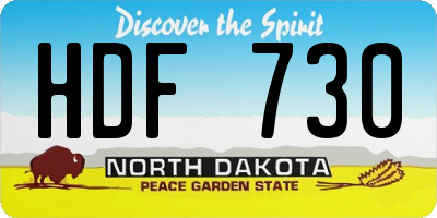 ND license plate HDF730