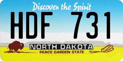 ND license plate HDF731