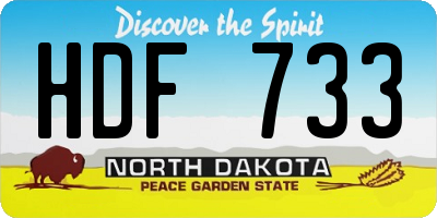 ND license plate HDF733