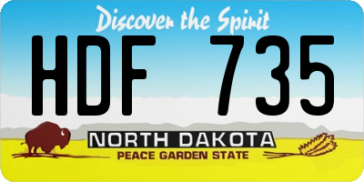 ND license plate HDF735