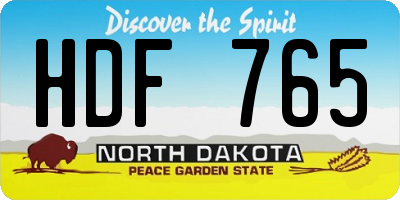 ND license plate HDF765