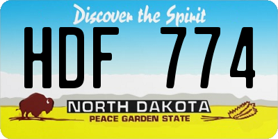 ND license plate HDF774