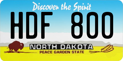 ND license plate HDF800