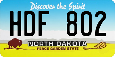 ND license plate HDF802